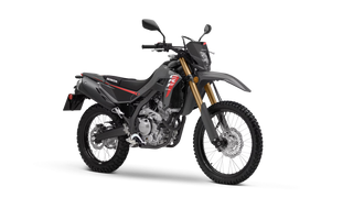 Front side view of Honda CRF300L 2025 Swift Grey reliable dual sport motorcycle available for rent in Bosnia