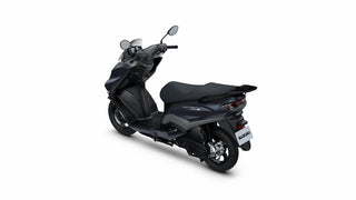 Suzuki Burgman Street EX 2023 black scooter, rear side view highlighting tail light and sleek body design, on neutral background