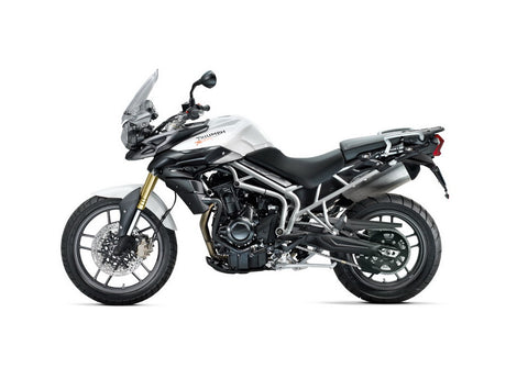 Triumph Tiger 800 2011 left side view – adventure touring motorcycle rental in Bosnia by Xplore Bosnia