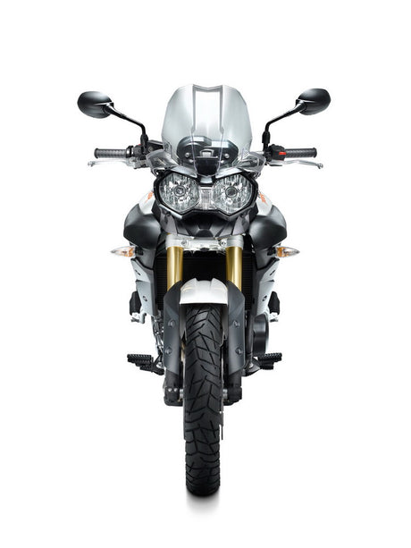 Front view of Triumph Tiger 800 2011 – adventure touring bike for rent in Sarajevo, Bosnia